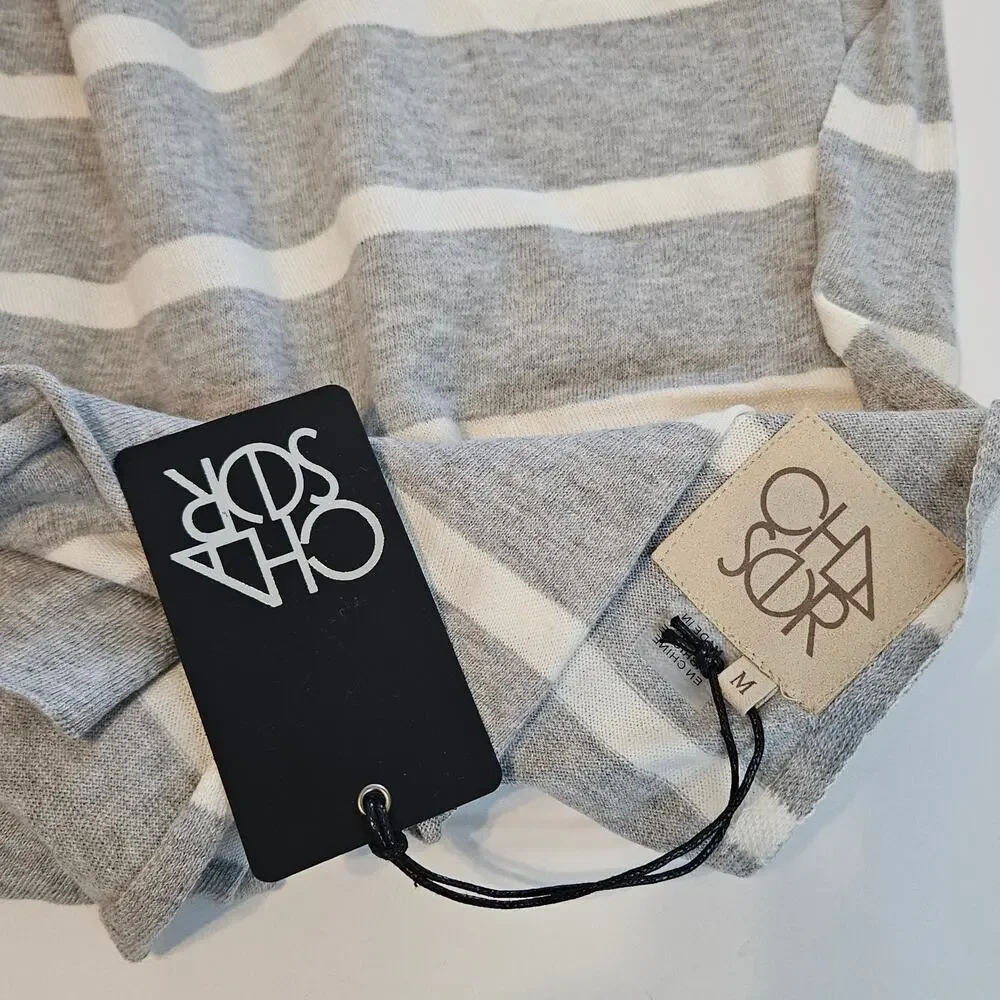 Chaser Light Gray Striped Lightweight Sweater‎ Scarf